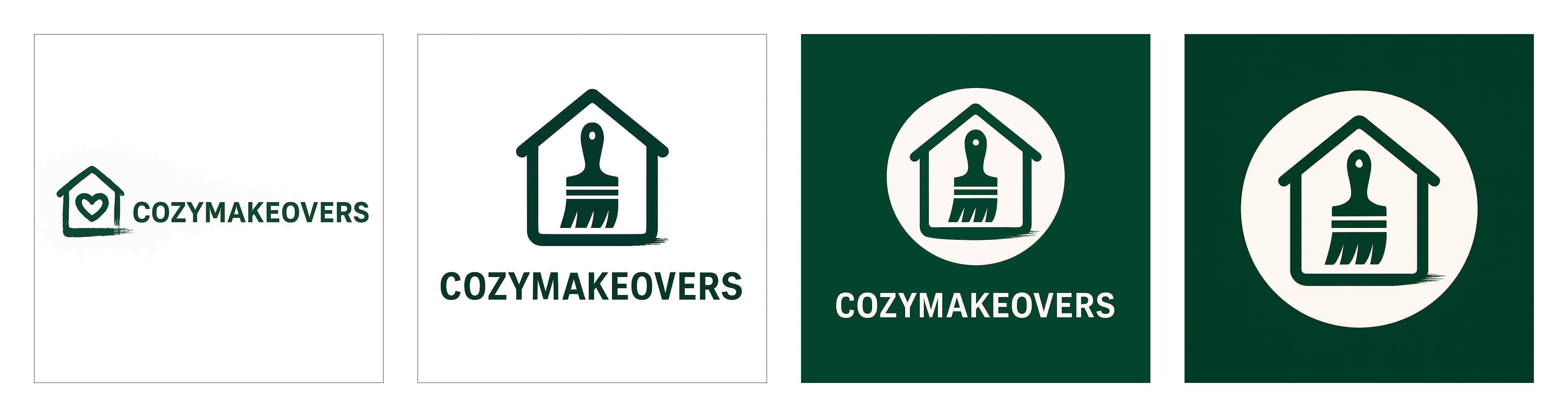 CozyMakeovers logo development: 4 stages from initial concept to final brand identity